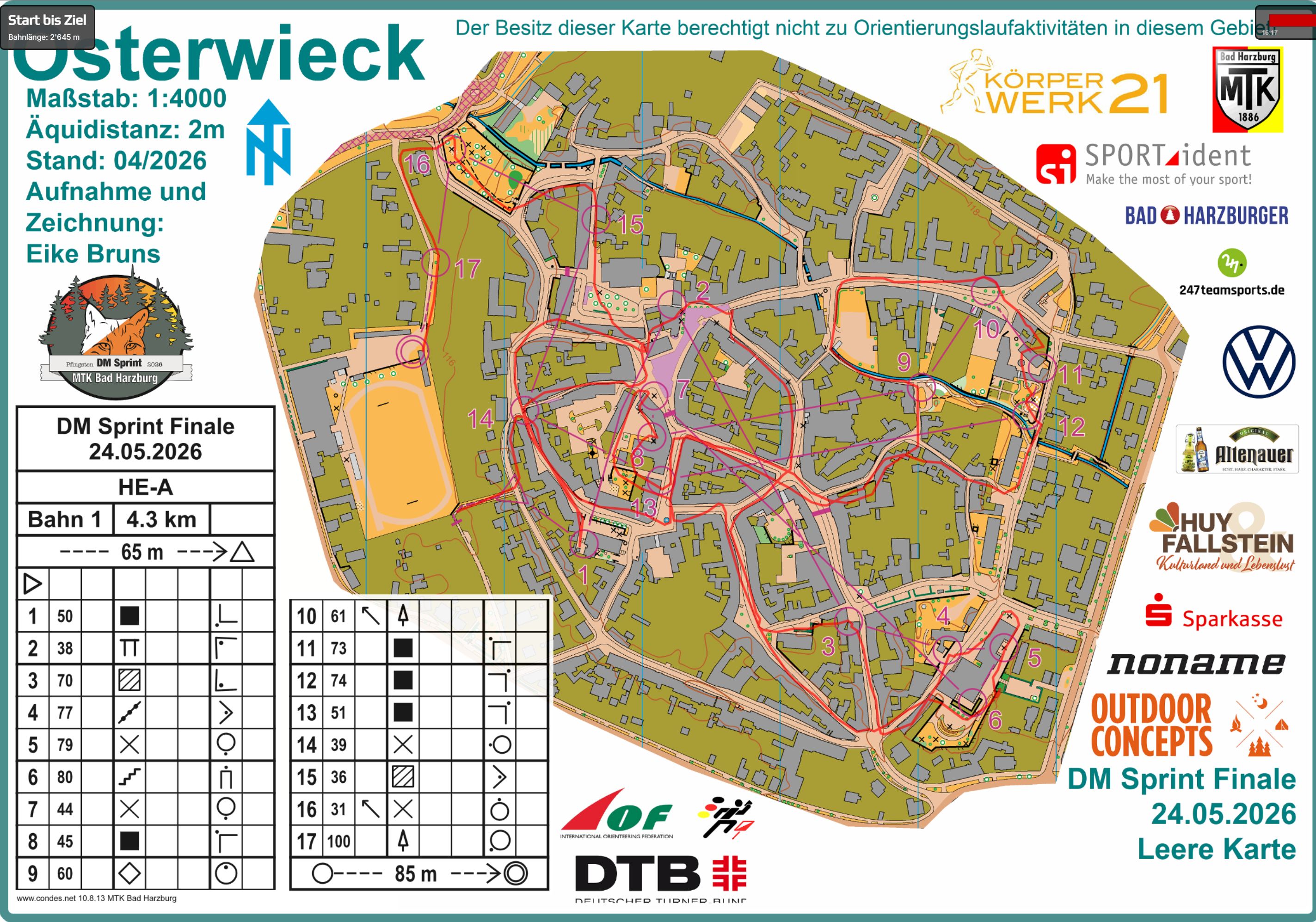 Deutsche Meisterschaft Sprint-OL 2026 Osterwieck (24.05.2026)